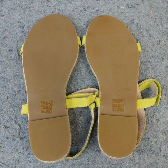 Madewell The Hallie Espadrille Sandals Womens Size 7.5 Shoes Yellow Leather - Picture 2 of 12